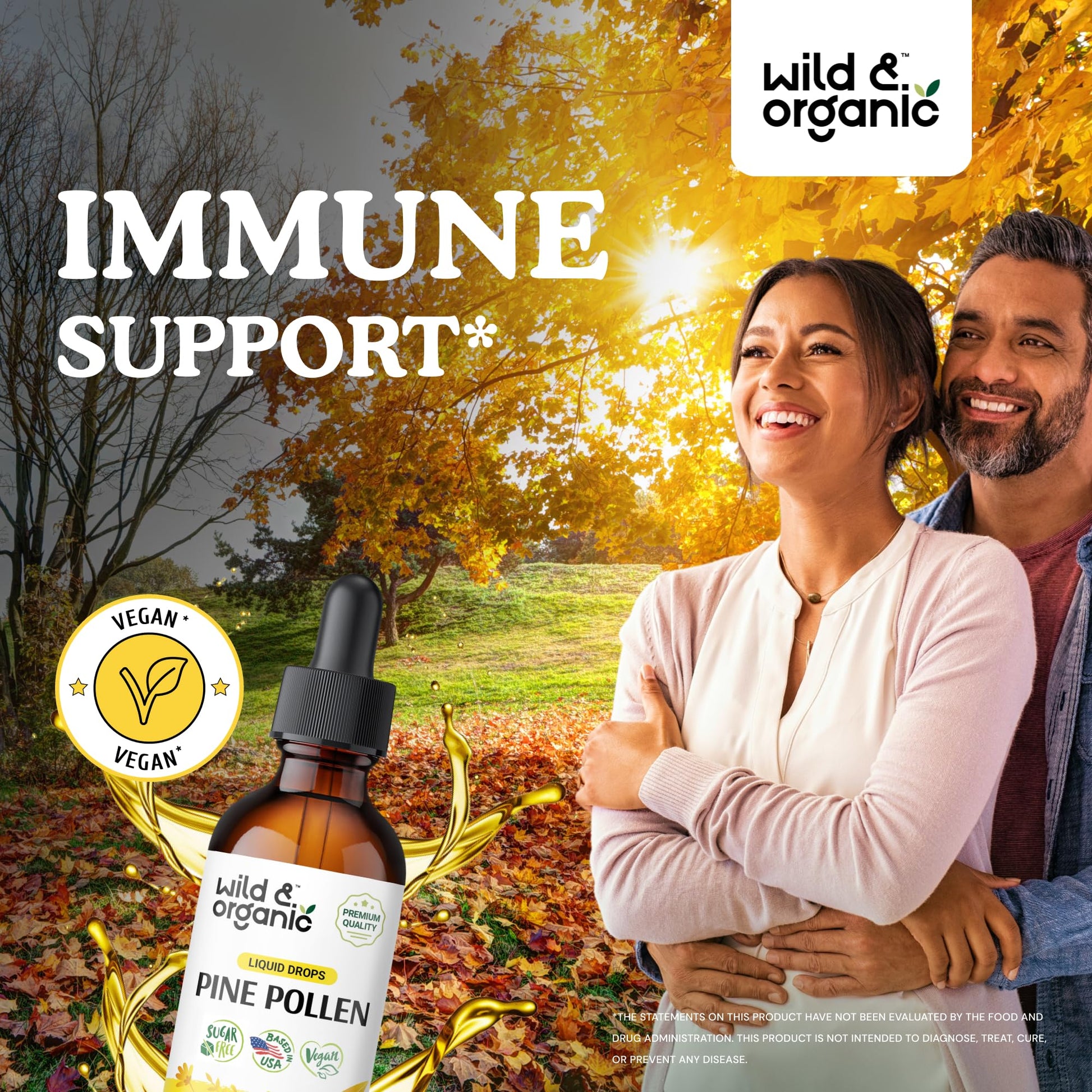 Wild & Organic Pine Pollen Tincture - Pine Pollen for Men & Women - Add to Tea & Drink - Pure Pinus Massoniana Extract Drops - Vegan, Sugar & Alcohol-Free Liquid Supplement - 4 fl oz - PrimeBioHealth - canada supplements