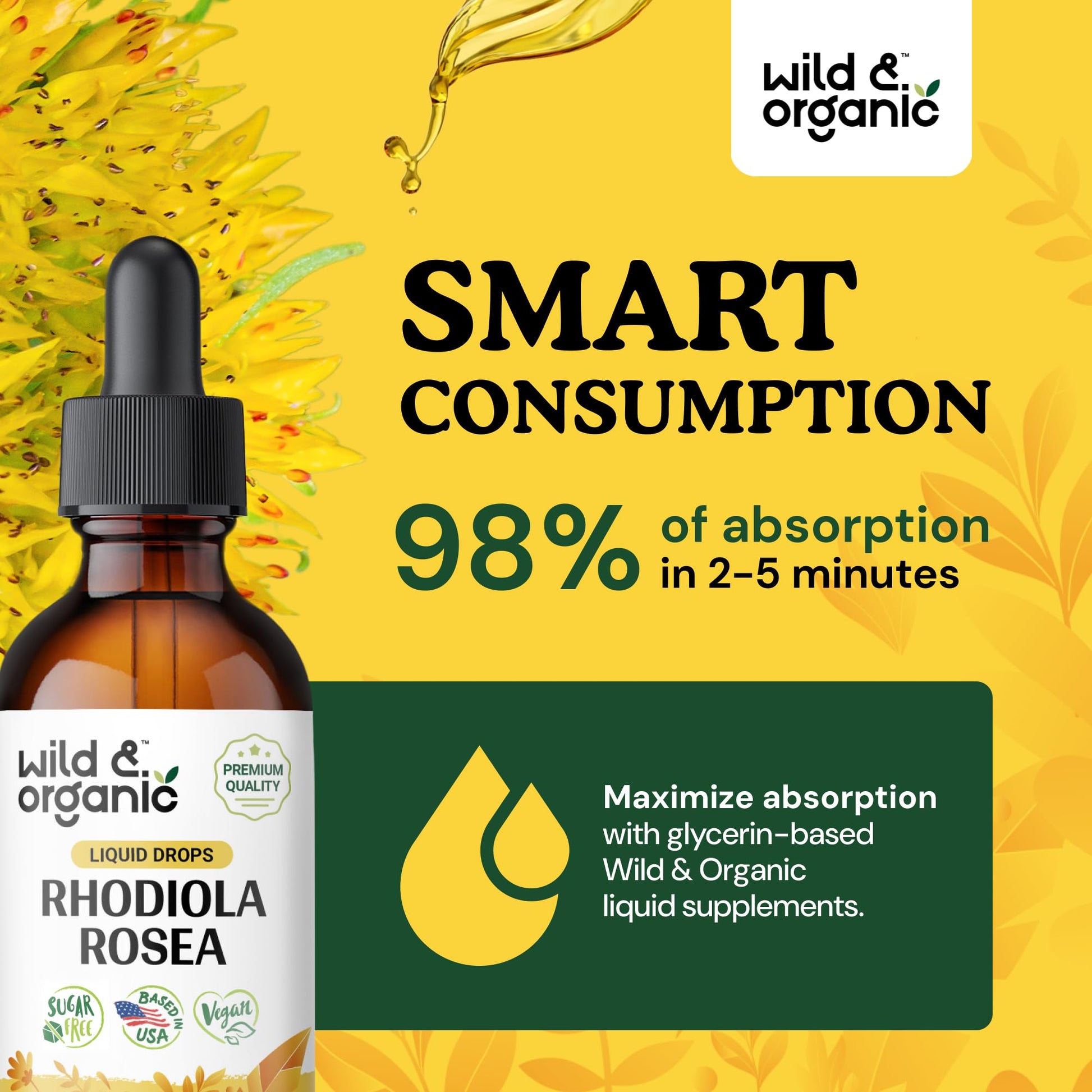 Wild & Organic Rhodiola Rosea Tincture - Rhodiola Rosea Supplement for Mood Support - Relaxing Root Extract Liquid Drops - Vegan, Sugar & Alcohol-Free - 4 fl oz - PrimeBioHealth - canada supplements