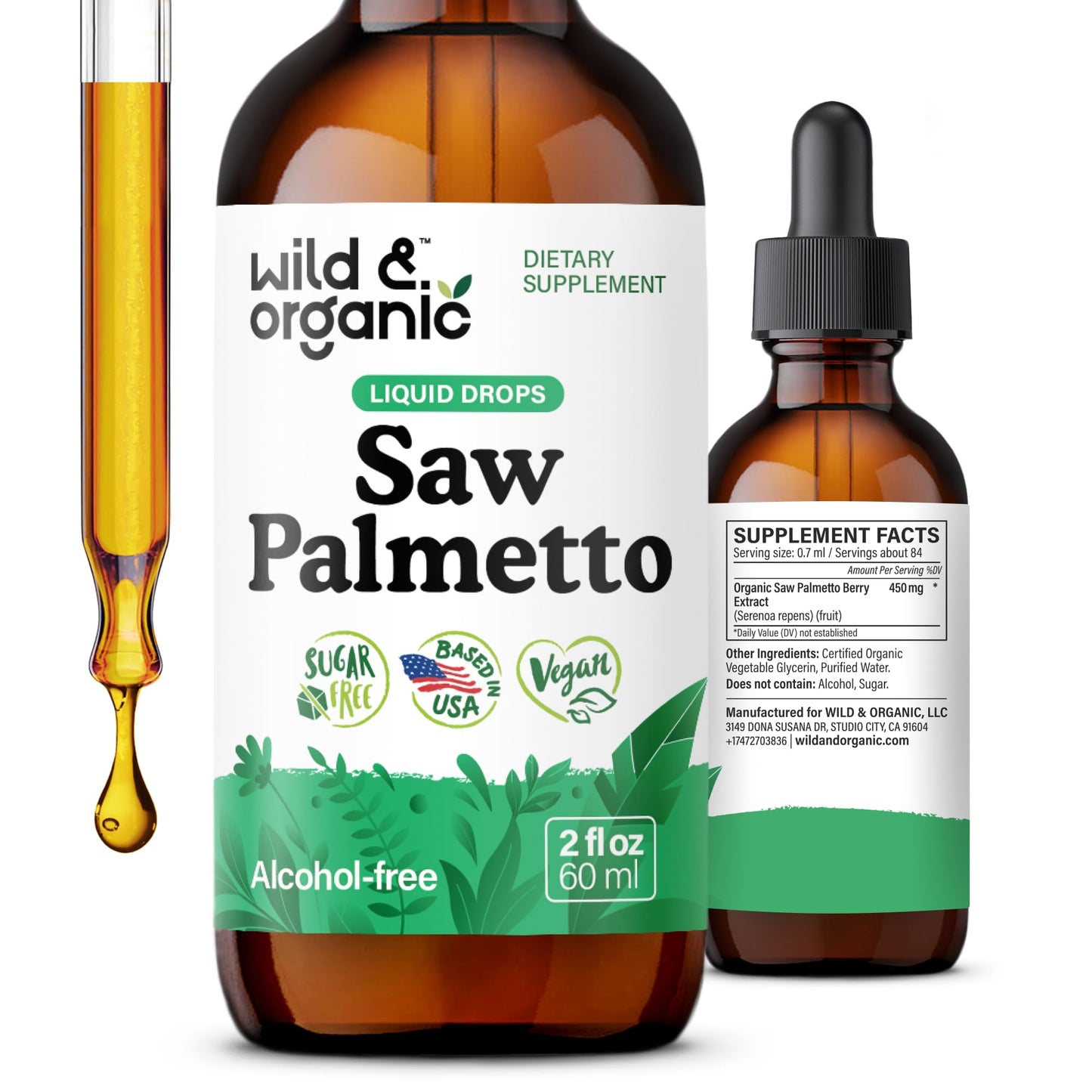 Wild & Organic Saw Palmetto for Men & Women - Urinary Tract & Hair Support - Saw Palmetto Extract Liquid Drops - Add to Tea - Serenoa Repens Berries Supplement - Vegan, Sugar & Alcohol-Free - 4 fl oz - PrimeBioHealth - canada supplements