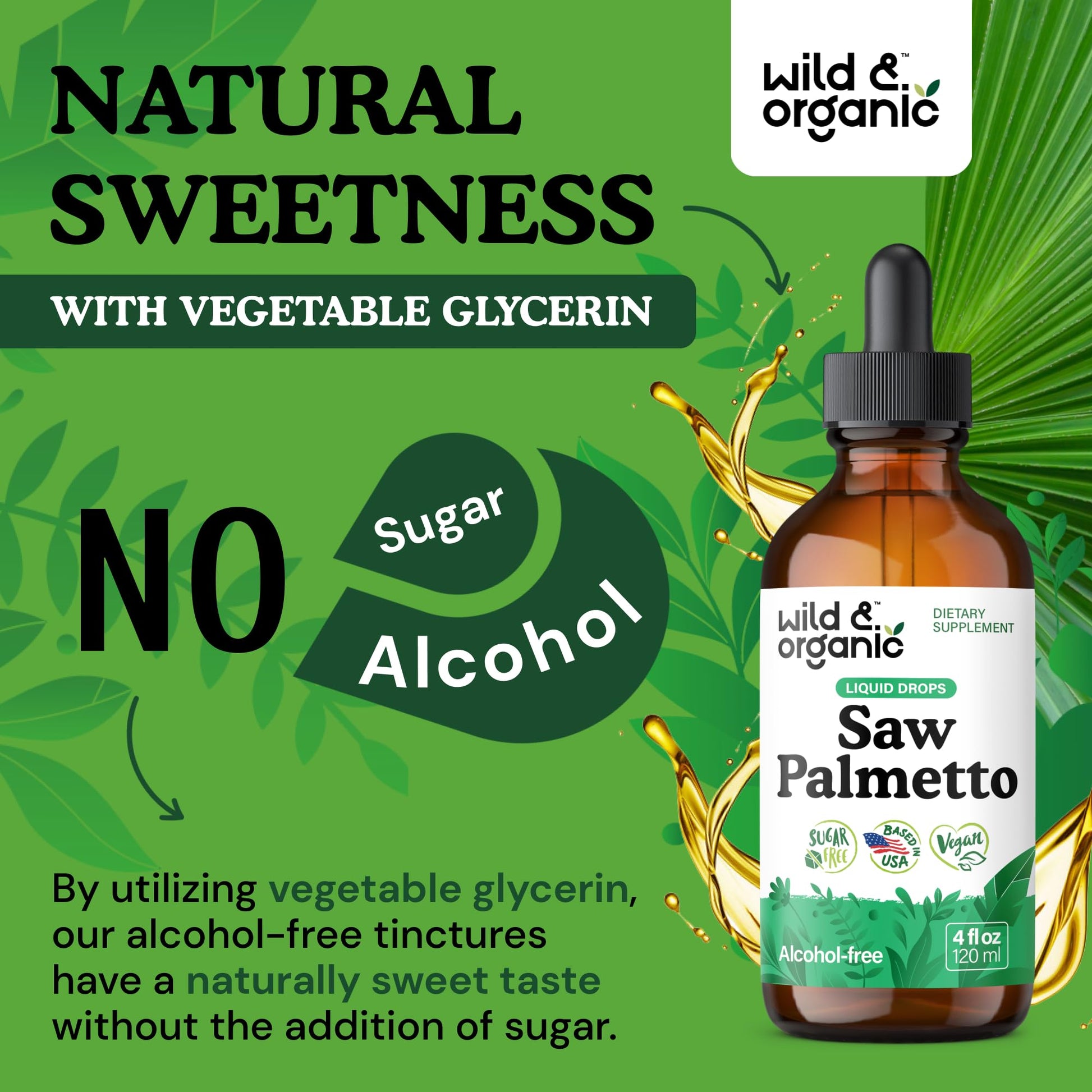 Wild & Organic Saw Palmetto for Men & Women - Urinary Tract & Hair Support - Saw Palmetto Extract Liquid Drops - Add to Tea - Serenoa Repens Berries Supplement - Vegan, Sugar & Alcohol-Free - 4 fl oz - PrimeBioHealth - canada supplements
