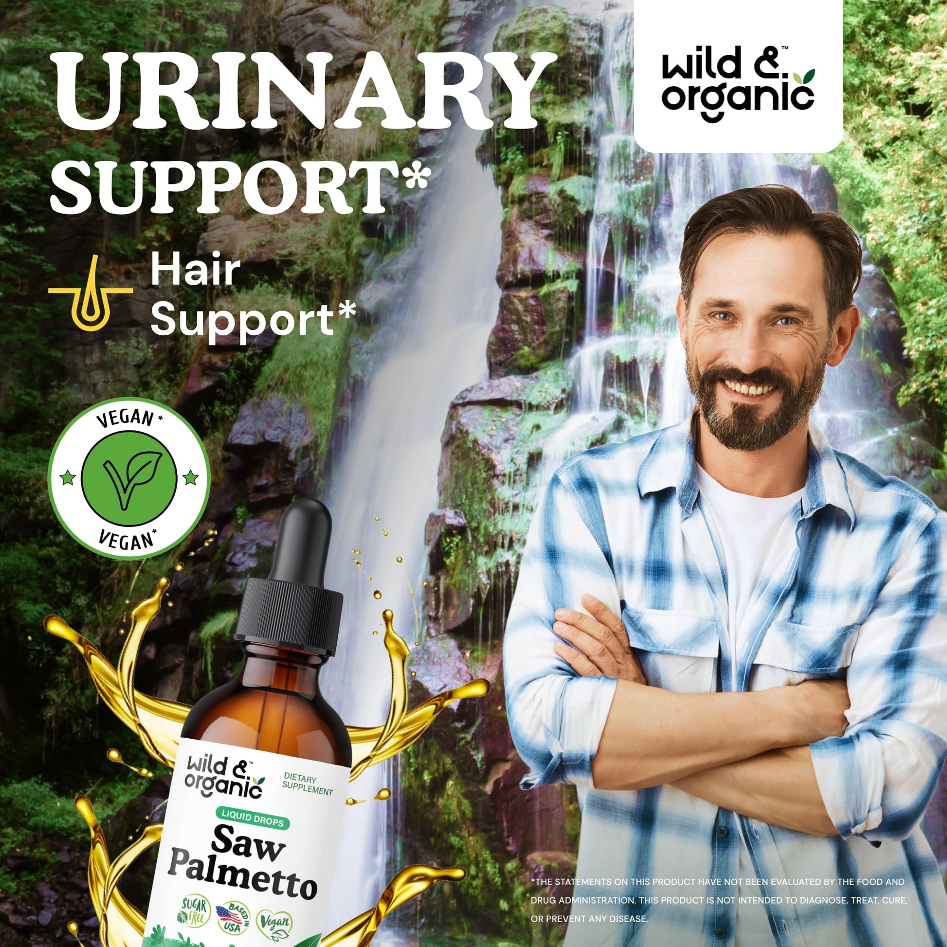 Wild & Organic Saw Palmetto for Men & Women - Urinary Tract & Hair Support - Saw Palmetto Extract Liquid Drops - Add to Tea - Serenoa Repens Berries Supplement - Vegan, Sugar & Alcohol-Free - 4 fl oz - PrimeBioHealth - canada supplements