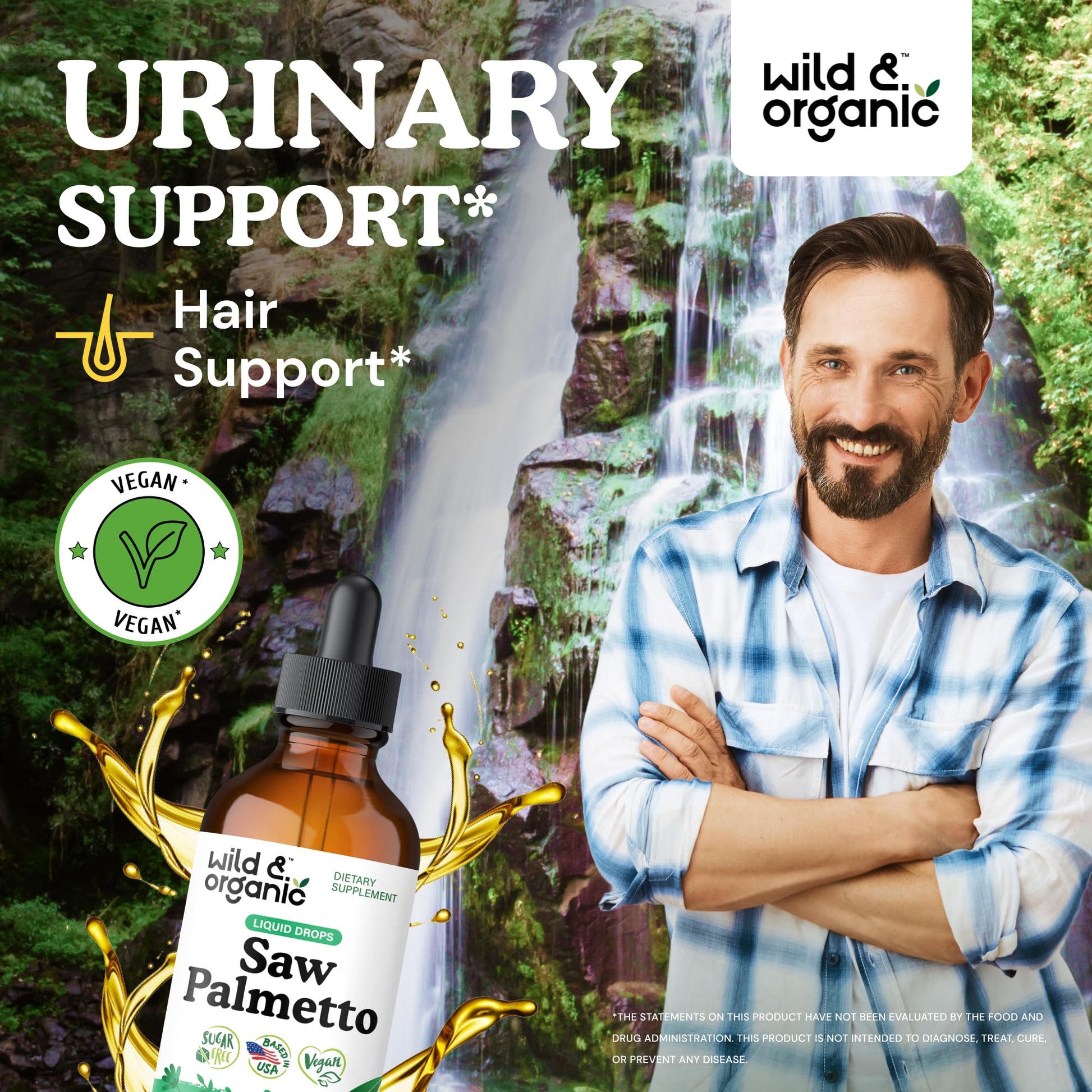 Wild & Organic Saw Palmetto for Men & Women - Urinary Tract & Hair Support - Saw Palmetto Extract Liquid Drops - Add to Tea - Serenoa Repens Berries Supplement - Vegan, Sugar & Alcohol-Free - 4 fl oz - PrimeBioHealth - canada supplements