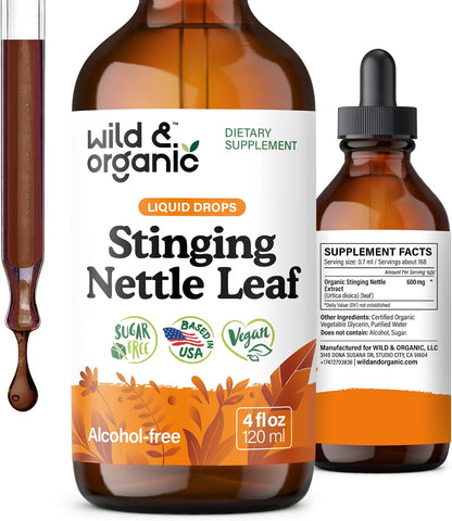 Wild & Organic Stinging Nettle Leaf Tincture - Urinary Tract Support - Stinging Nettle Extract Liquid Drops - Urtica Dioica Supplement - 5-Month Supply - Vegan, Sugar & Alcohol-Free - 4 fl oz - PrimeBioHealth - canada supplements