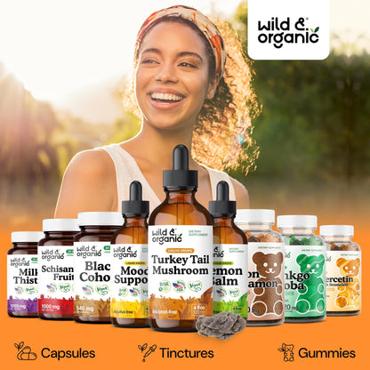 Wild & Organic Turkey Tail Mushroom Tincture - Immune Support Drops with Turkey Tail Extract - Liquid Mushroom Supplement for Gut Support - Vegan, Sugar & Alcohol-Free - 4 fl oz - PrimeBioHealth - canada supplements