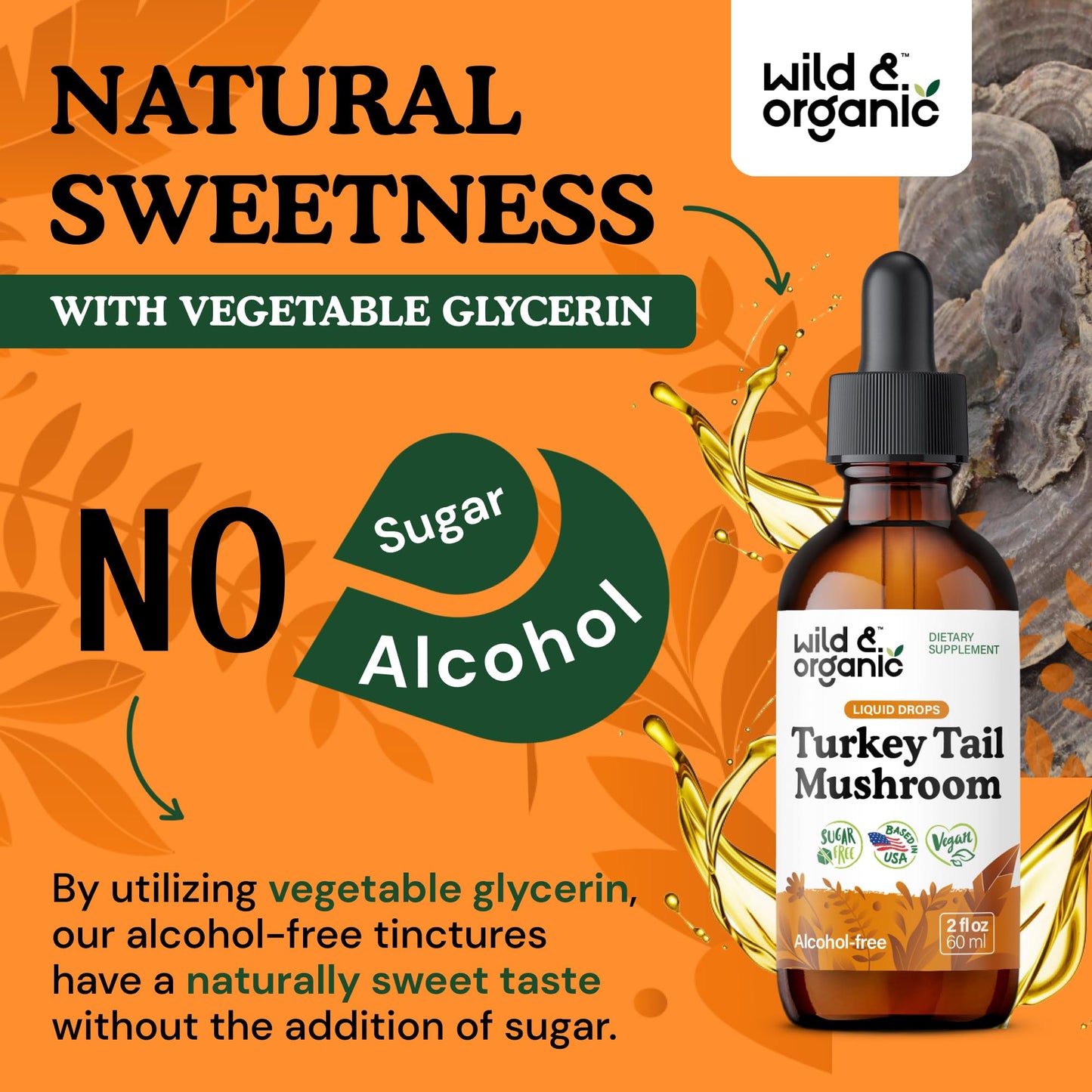 Wild & Organic Turkey Tail Mushroom Tincture - Immune Support Drops with Turkey Tail Extract - Liquid Mushroom Supplement for Gut Support - Vegan, Sugar & Alcohol-Free - 4 fl oz - PrimeBioHealth - canada supplements