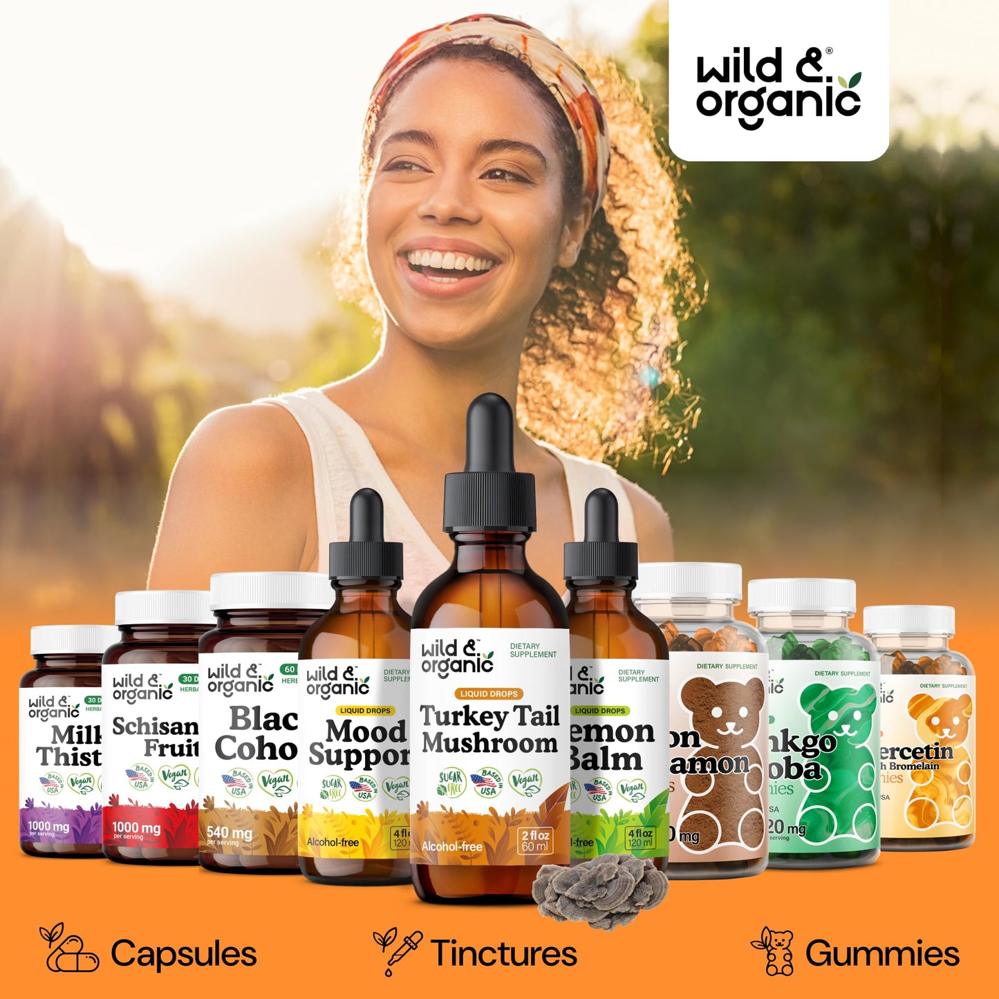 Wild & Organic Turkey Tail Mushroom Tincture - Immune Support Drops with Turkey Tail Extract - Liquid Mushroom Supplement for Gut Support - Vegan, Sugar & Alcohol-Free - 4 fl oz - PrimeBioHealth - canada supplements