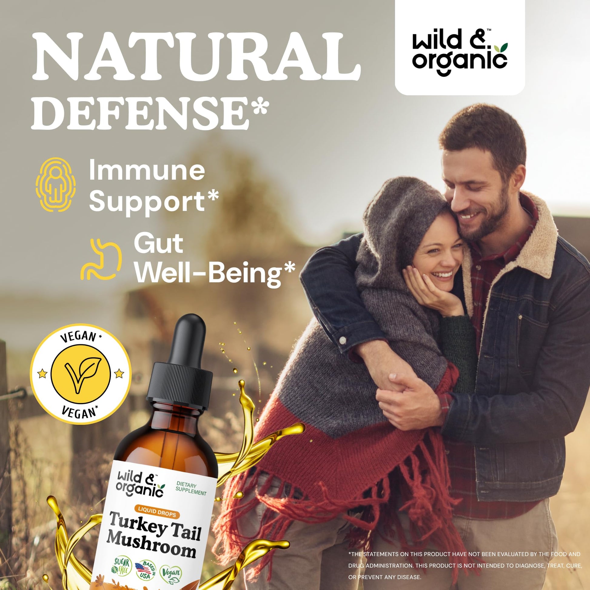 Wild & Organic Turkey Tail Mushroom Tincture - Immune Support Drops with Turkey Tail Extract - Liquid Mushroom Supplement for Gut Support - Vegan, Sugar & Alcohol-Free - 4 fl oz - PrimeBioHealth - canada supplements