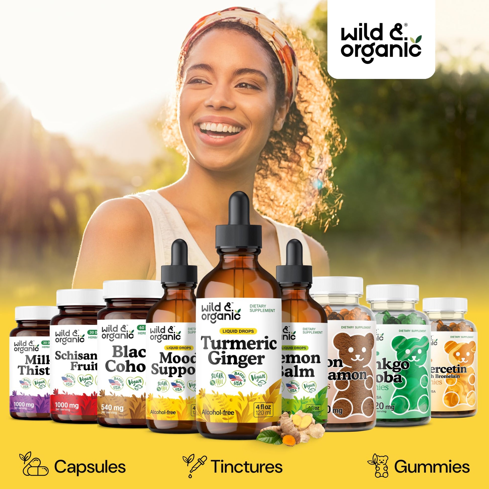 Wild & Organic Turmeric and Ginger Supplement - Movement & Immune Support - Liquid Turmeric Curcumin with Black Pepper and Ginger - Add to Tea Drops - Vegan, Sugar & Alcohol-Free Tincture - 4 oz - PrimeBioHealth - canada supplements