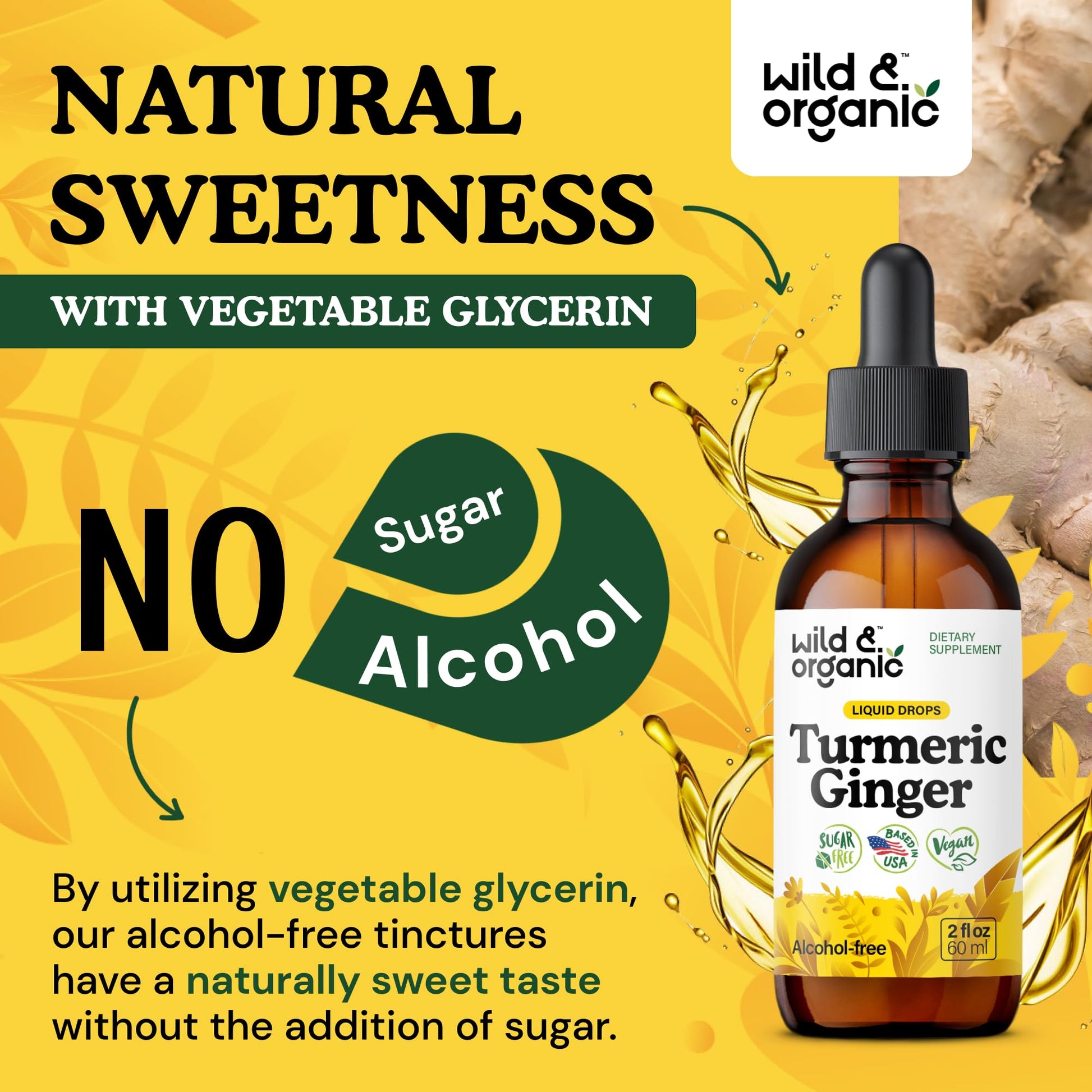 Wild & Organic Turmeric and Ginger Supplement - Movement & Immune Support - Liquid Turmeric Curcumin with Black Pepper and Ginger - Add to Tea Drops - Vegan, Sugar & Alcohol-Free Tincture - 4 oz - PrimeBioHealth - canada supplements