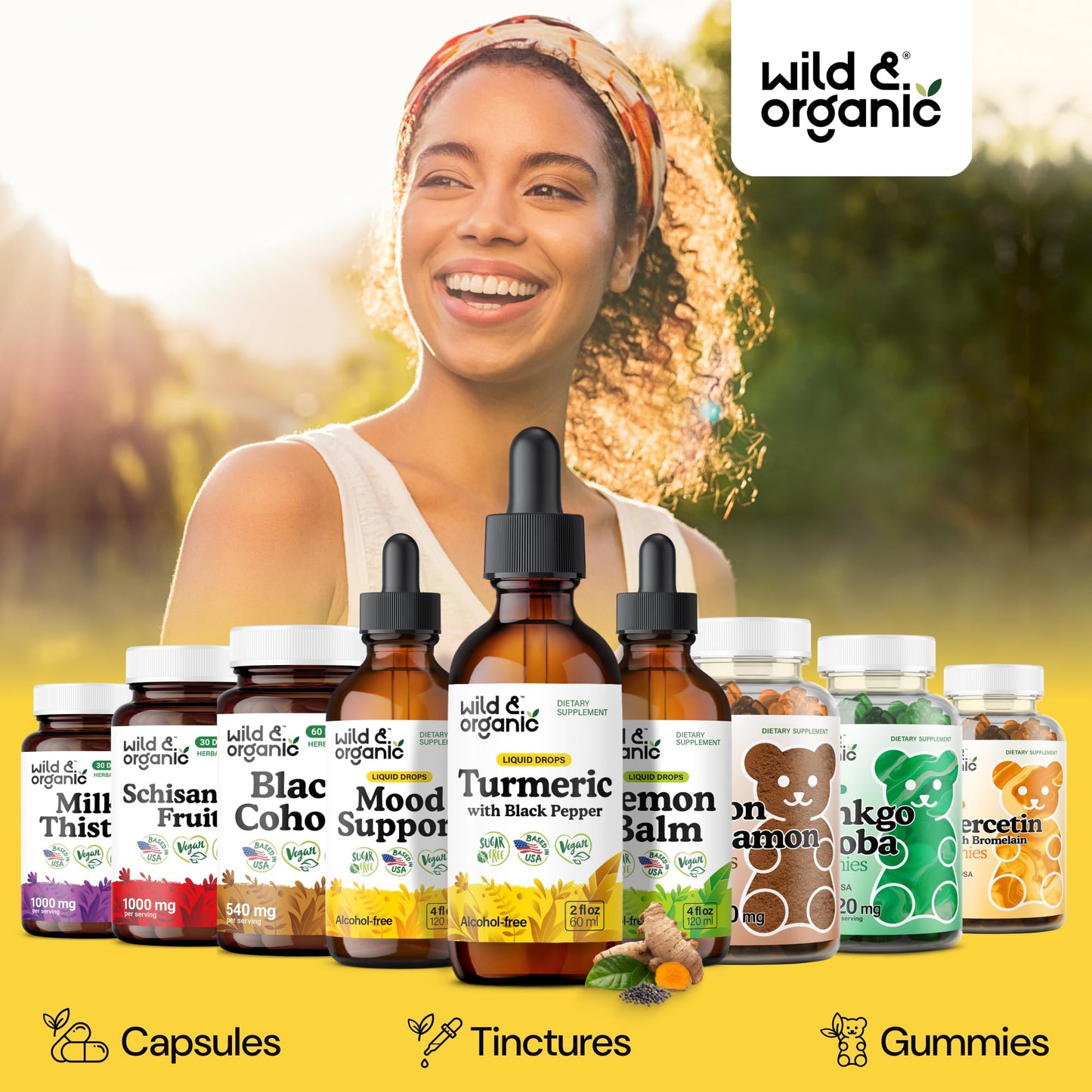 Wild & Organic Turmeric Supplement Liquid Drops - Movement & Immune Support - Liquid Turmeric with Black Pepper Extract - Add to Tea Tincture - Curcumin Supplements - Sugar & Alcohol-Free - 4 fl oz - PrimeBioHealth - canada supplements