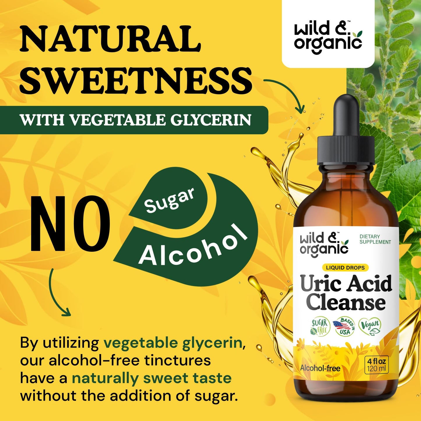 Wild & Organic Uric Acid Cleanse Liquid Drops - Tart Cherry, Turmeric, Celery, Chanca Piedra, Dandelion Root Extract Complex - Uric Acid Supplement - Vegan, Sugar & Alcohol-Free Tincture - 4 fl oz - PrimeBioHealth - canada supplements