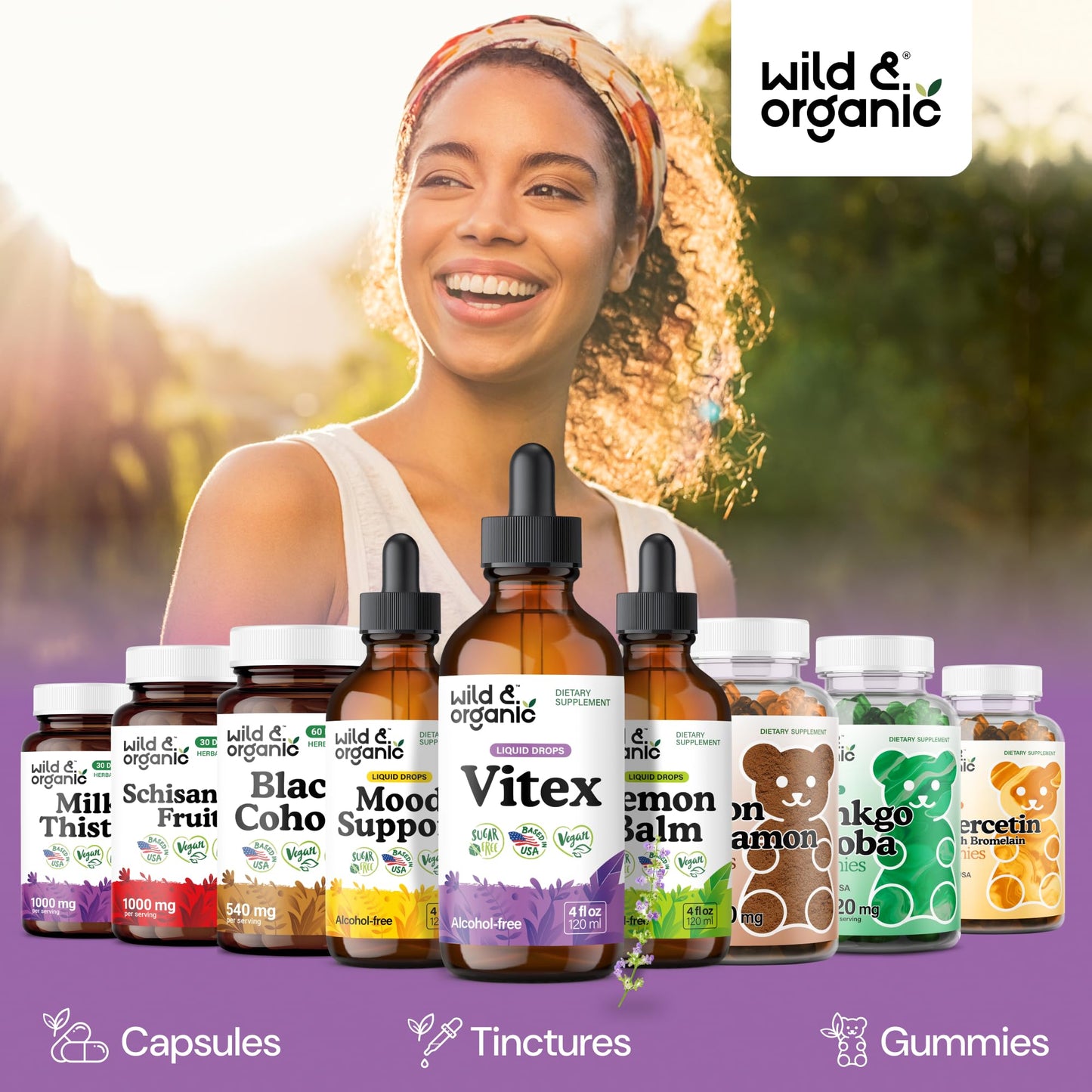 Wild & Organic Vitex Tincture - Mood & Perimenopause Support - Vitex Chasteberry Supplement for Women - Liquid Chaste Tree Berry Extract - Vegan, Sugar & Alcohol-Free Herb Drops - 4 fl oz - PrimeBioHealth - canada supplements