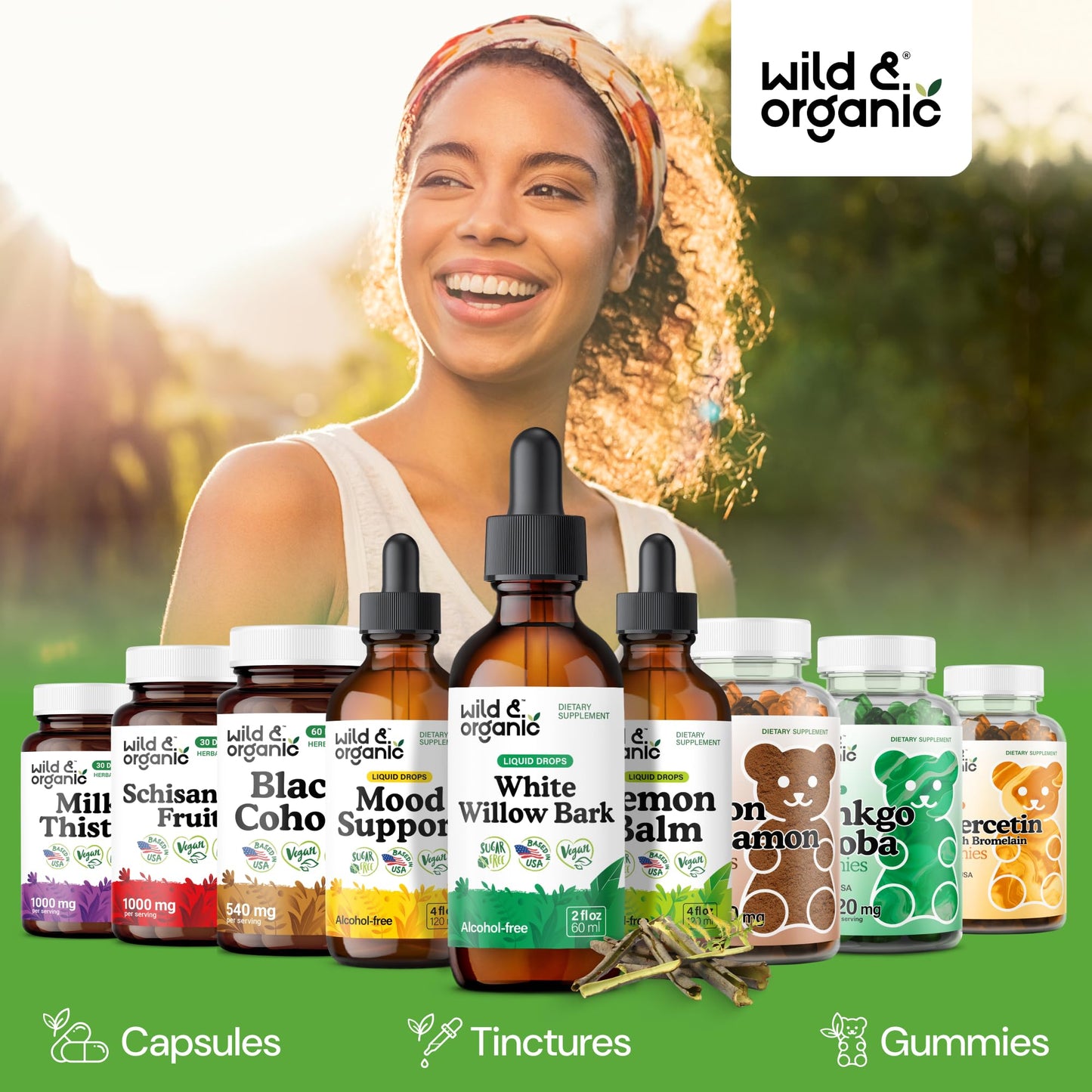 Wild & Organic White Willow Bark Tincture - Liquid Supplement for Overall Support - Alcohol & Sugar-Free White Willow Extract Drops - Salix Alba Bark - Vegan, No Additives - 4 fl oz - PrimeBioHealth - canada supplements