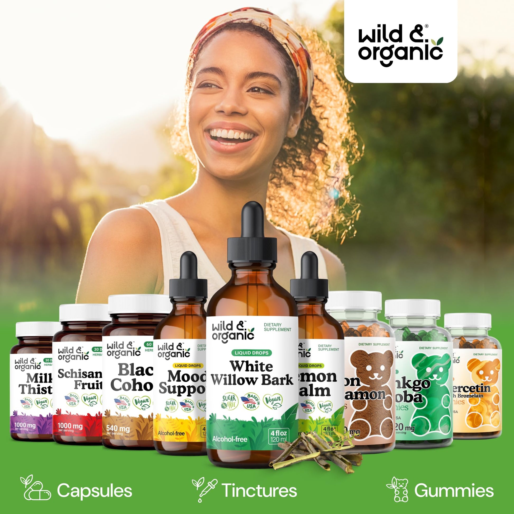 Wild & Organic White Willow Bark Tincture - Liquid Supplement for Overall Support - Alcohol & Sugar-Free White Willow Extract Drops - Salix Alba Bark - Vegan, No Additives - 4 fl oz - PrimeBioHealth - canada supplements