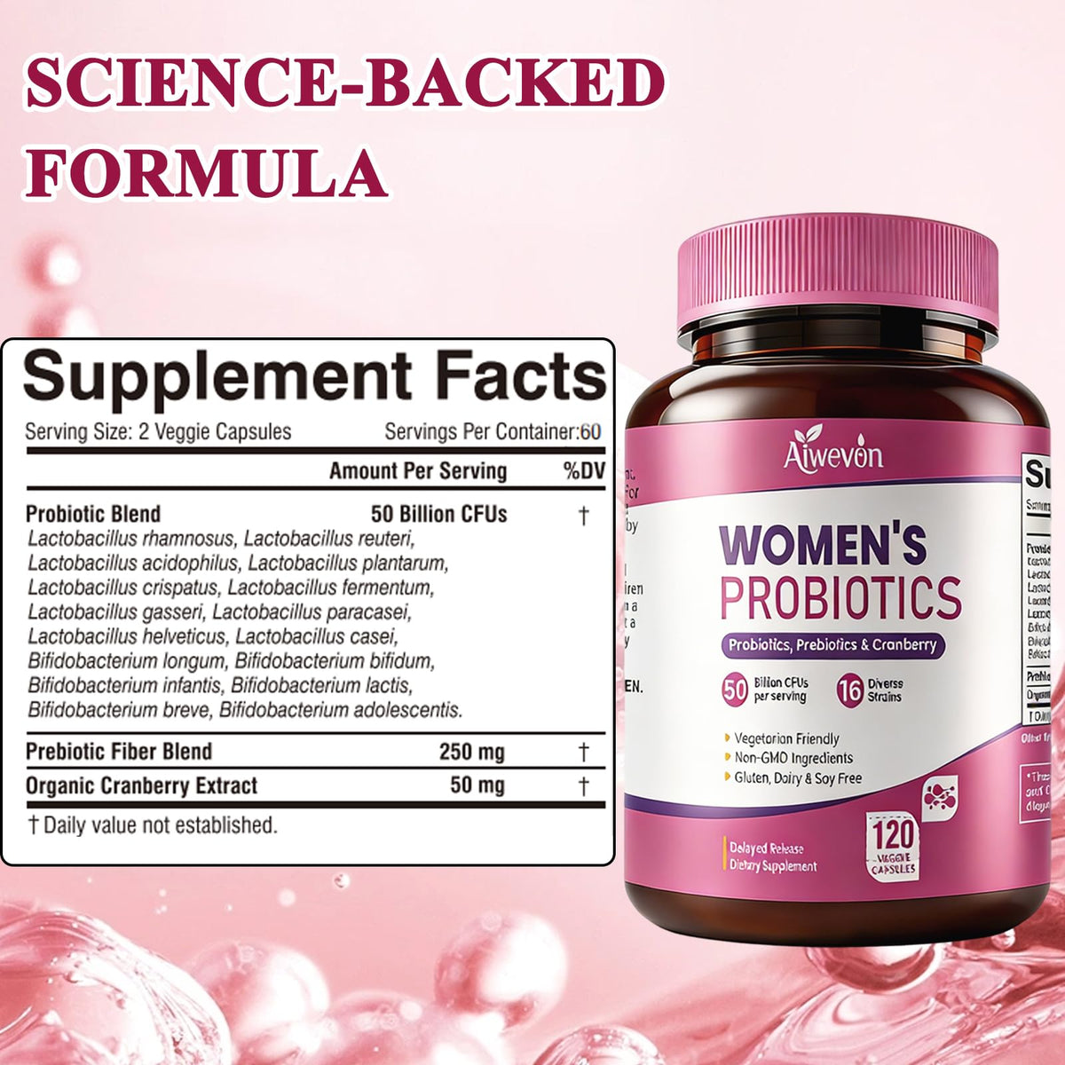 Women Probiotics 50 Billion CFU: Probiotics for Women with Prebiotics & Cranberry, 16 Strain Probiotic Supplement for Digestive Gut Health, Vaginal & Urinary Tract Support - PrimeBioHealth - canada supplements