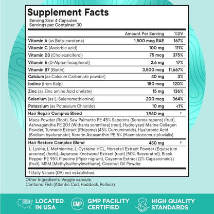 Women's Balance Hair Growth Supplements, Ages 45 and Up, Customer Proven for Visibly Thicker Hair and Scalp Coverage, Soy-Free, Made with 26 Ingredients including Beta Carotenes - 2 Month Supply - PrimeBioHealth - canada supplements
