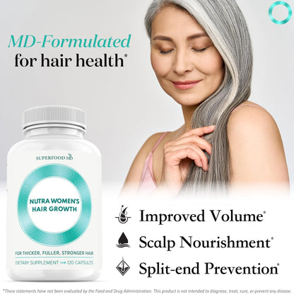 Women's Balance Hair Growth Supplements, Ages 45 and Up, Customer Proven for Visibly Thicker Hair and Scalp Coverage, Soy-Free, Made with 26 Ingredients including Beta Carotenes - 2 Month Supply - PrimeBioHealth - canada supplements