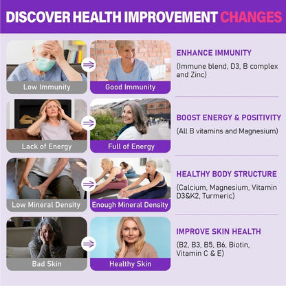 Womens Multivitamin Gummy 50 and Over - Chewable Multi Vitamin A, C, D3, E, K2 & B Complex, Folate, Biotin, Calcium, Magnesium - PrimeBioHealth - canada supplements