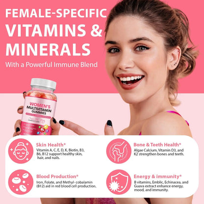 Women's Multivitamin Gummy, Vitamins A, C, D, E, K, B6, and B12 Womens Daily Multivitamin Gummy for Hair,Skin & Nails, Immune Energy - PrimeBioHealth - canada supplements
