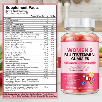 Women's Multivitamin Gummy, Vitamins A, C, D, E, K, B6, and B12 Womens Daily Multivitamin Gummy for Hair,Skin & Nails, Immune Energy - PrimeBioHealth - canada supplements