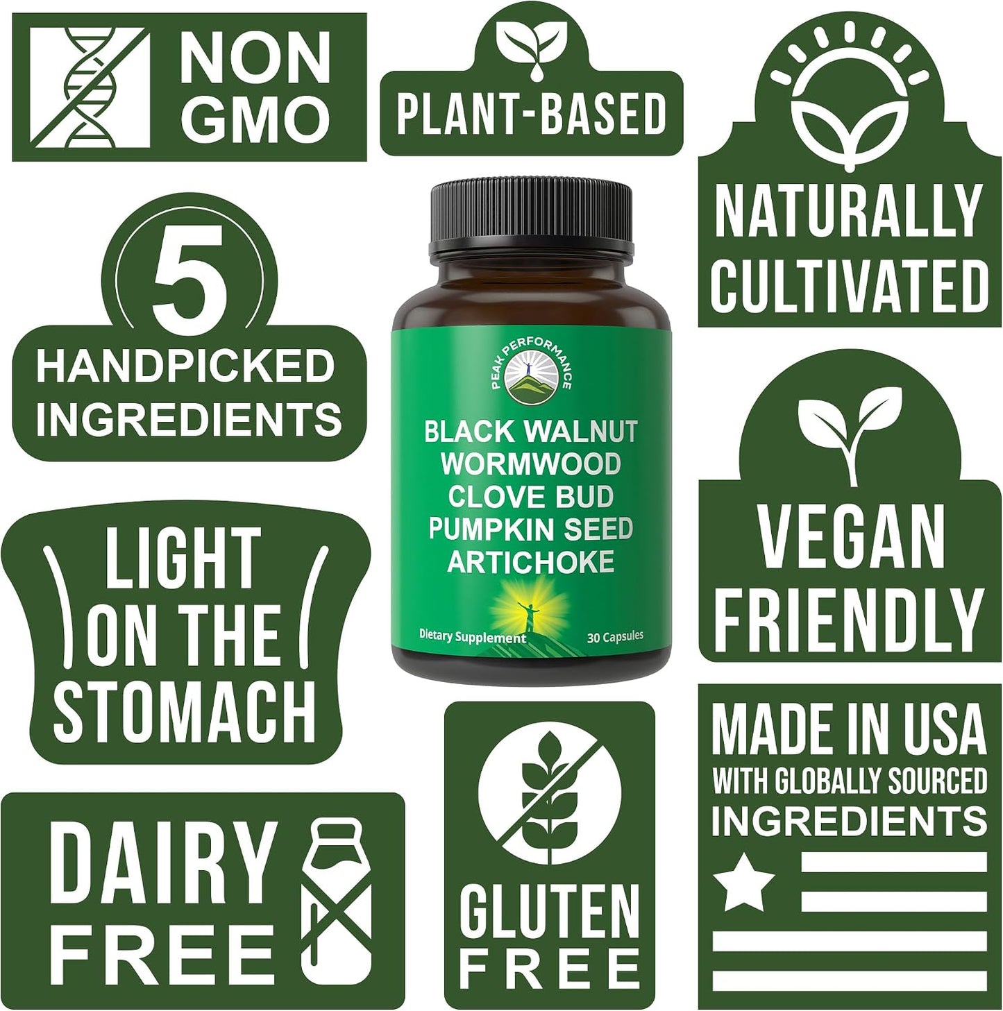 Wormwood Black Walnut Clove Cleanse for Humans. Elimination Detox + Intestinal Support Capsules Supplement for Adults and Kids. Pills with Artichoke and Pumpkin Seed for Additional Benefits - PrimeBioHealth - canada supplements