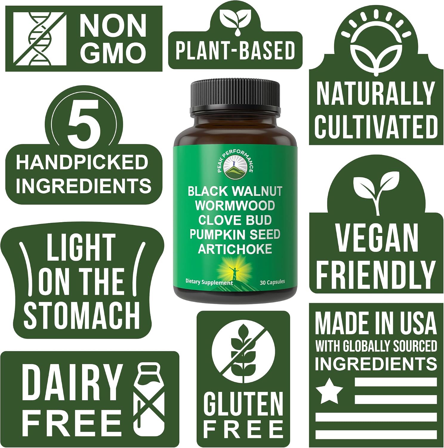 Wormwood Black Walnut Clove Cleanse for Humans. Elimination Detox + Intestinal Support Capsules Supplement for Adults and Kids. Pills with Artichoke and Pumpkin Seed for Additional Benefits - PrimeBioHealth - canada supplements