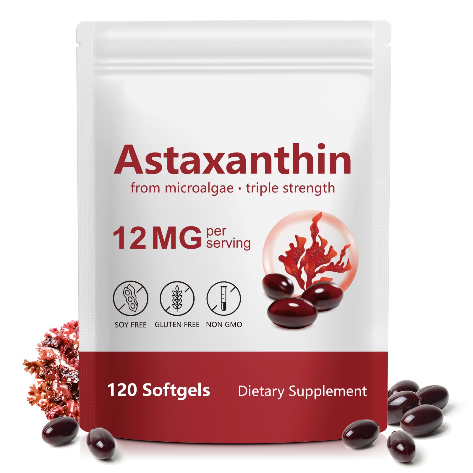 Xaarty Premium Astaxanthin 12mg, Natural Antioxidant Supplement for Eye, Joint, Skin Health,Microalgae Source, 4 Month Supply - PrimeBioHealth - canada supplements