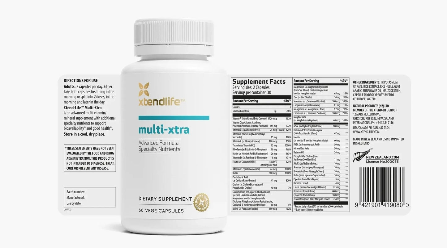 Xtendlife Multi-Xtra Multivitamin for Immune, Heart & Energy Support - 40+ Bioavailable Vitamins, Minerals, Antioxidants & Herbs - PrimeBioHealth - canada supplements