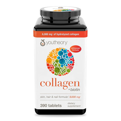 Youtheory Collagen + Biotin - Advanced Collagen Supplement - with Hydrolyzed Peptides, Vitamin C & Vitamin B - PrimeBioHealth - canada supplements