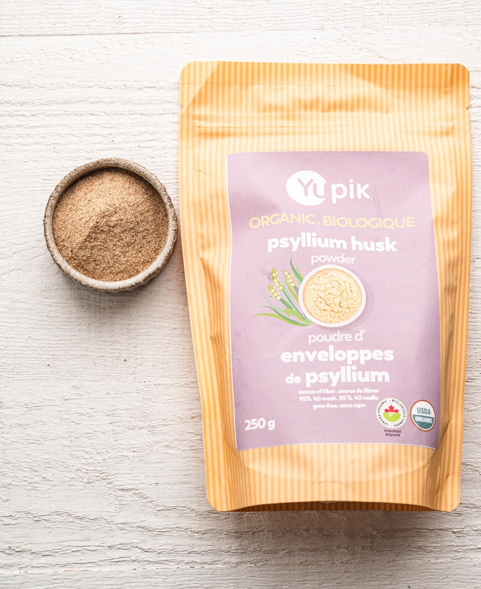 Yupik Organic Whole Husk Psyllium 8.8 Oz, 95% Purity, Soluble Fiber, USDA Certified, Non-GMO, Kosher, Gluten-Free, Sugar-Free & Fat-Free, Unflavored - PrimeBioHealth - canada supplements