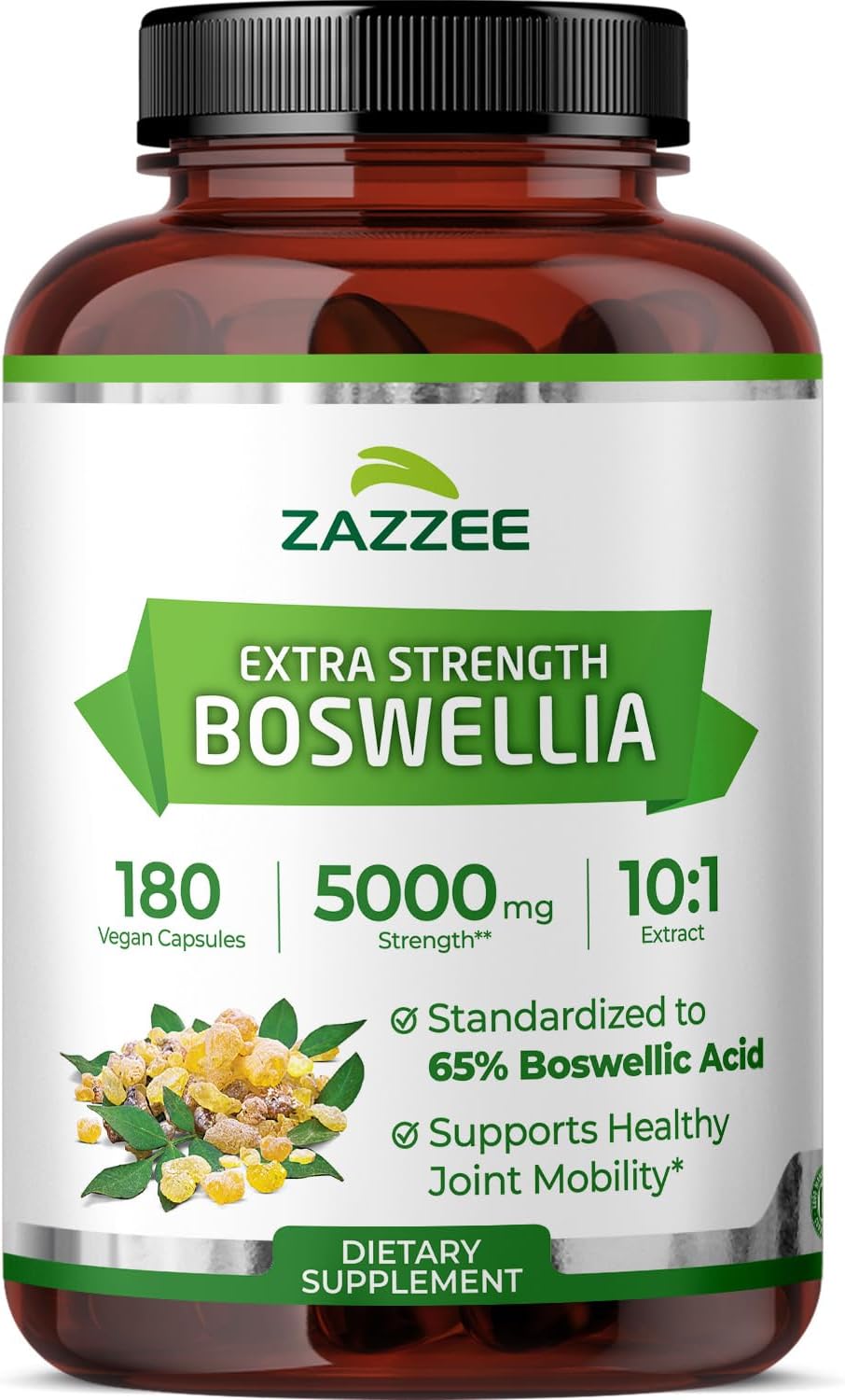 Zazzee Extra Strength Boswellia 10:1 Extract, 65% Boswellic Acid, 180 Vegan Capsules, 6 Month Supply, Boswellia Serrata, Joint Comfort, Mobility & Flexibility Support, Non-GMO, Made in the USA - PrimeBioHealth - canada supplements