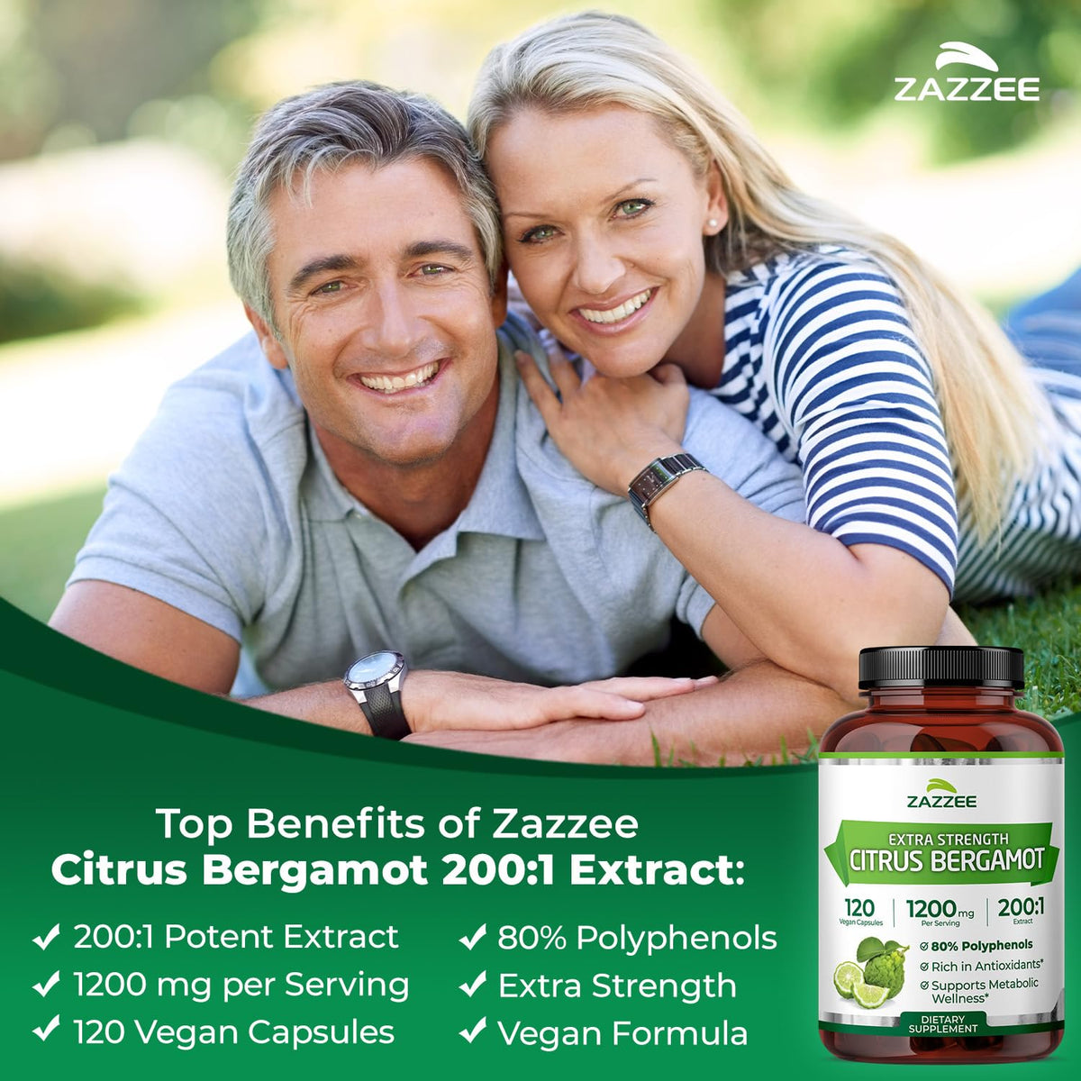 Zazzee Extra Strength Citrus Bergamot 200:1 Extract 1200 mg, 80% Polyphenols, 120 Vegan Capsules, Standardized 200X Potency - PrimeBioHealth - canada supplements