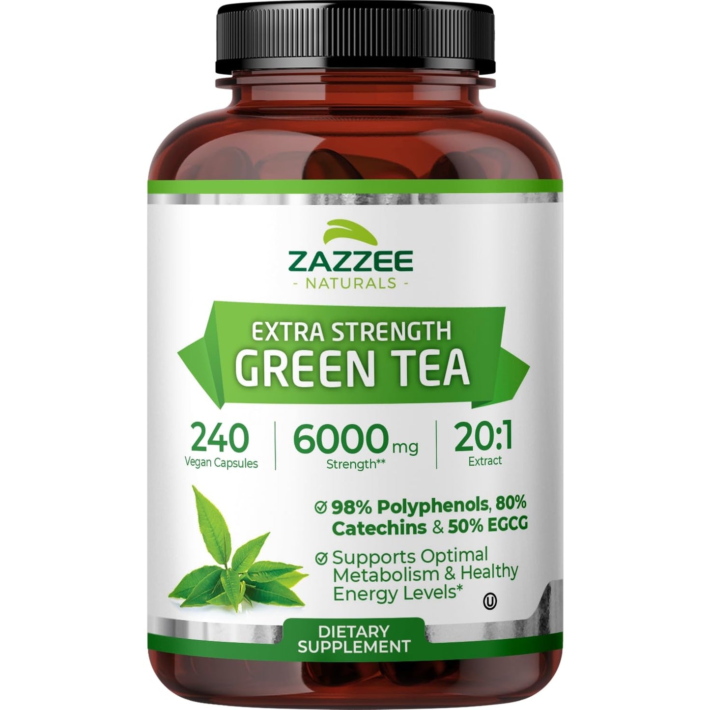 Zazzee Extra Strength Green Tea 20:1 Extract, 50% EGCG, 98% Polyphenols, 80% Catechins, 150 Vegan Capsules, 5 Month Supply, Certified Kosher, Antioxidant & Metabolism Support, Non-GMO, Made in the USA - PrimeBioHealth - canada supplements