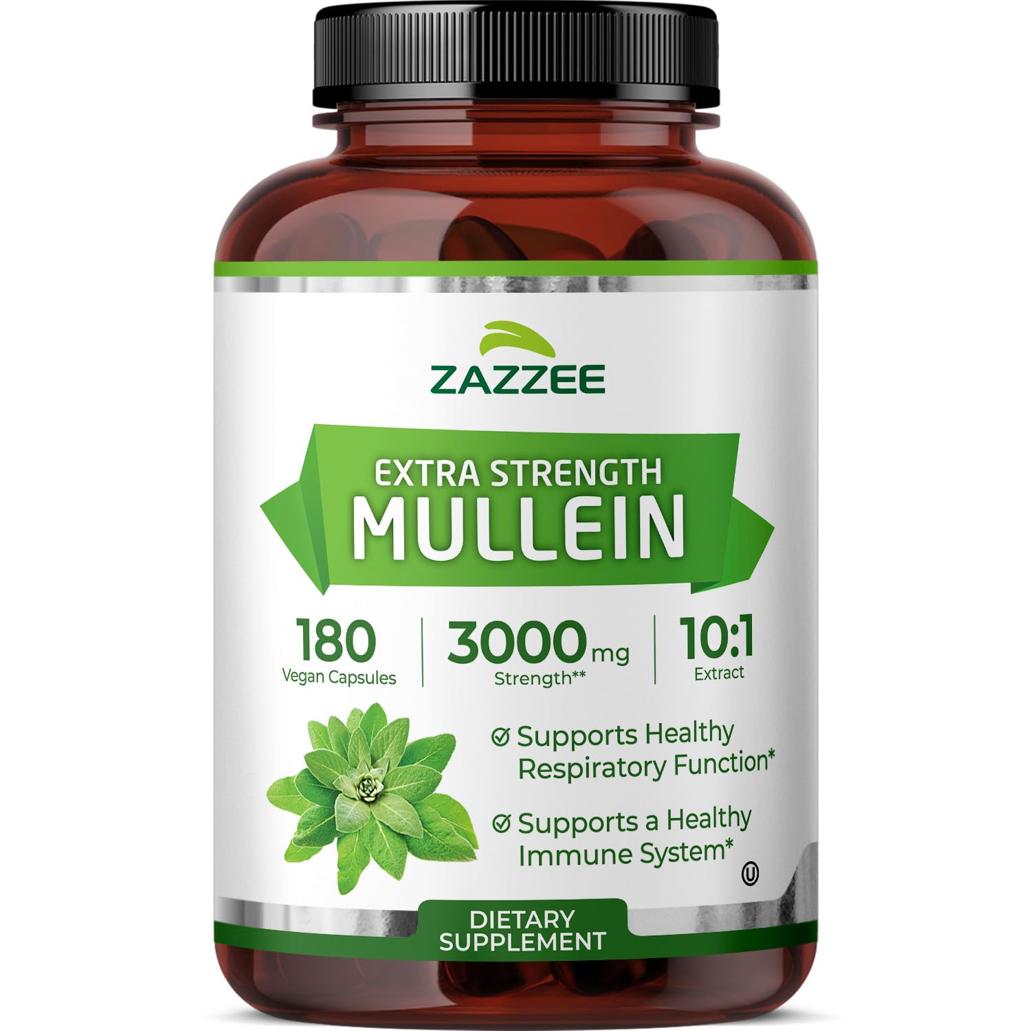 Zazzee Extra Strength Mullein Leaf 10:1 Extract, 120 Vegan Capsules, 4 Month Supply, Verbascum Thapsus, Respiratory & Lung Support, Certified Kosher, 100% Pure Leaf Powder, Non-GMO, Made in the USA - PrimeBioHealth - canada supplements