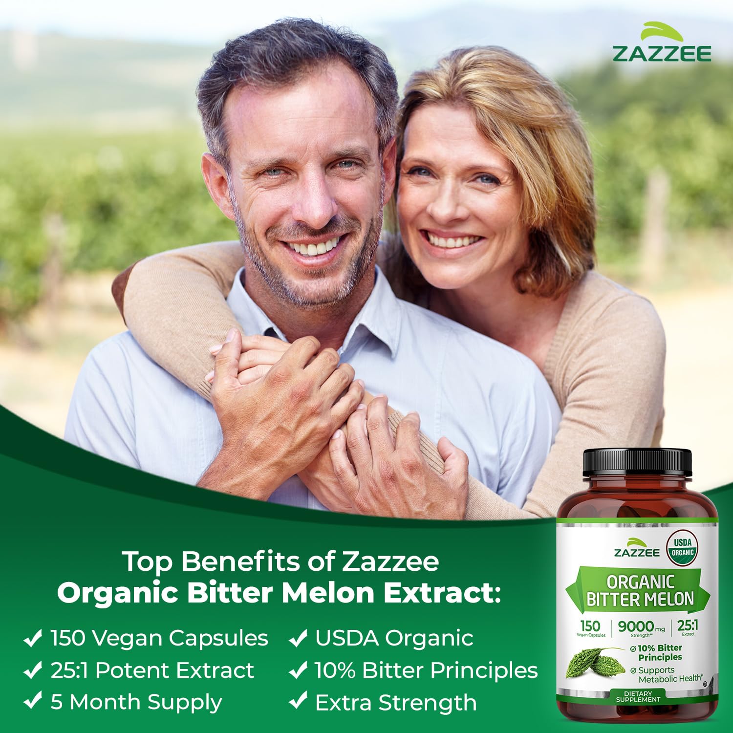 Zazzee USDA Organic Bitter Melon 25:1 Extract, 10% Bitter Principles, 150 Vegan Capsules, 5 Month Supply, Extra Strength, Momordica Charantia, Antioxidant & Metabolic Support, Non-GMO, Made in the USA - PrimeBioHealth - canada supplements