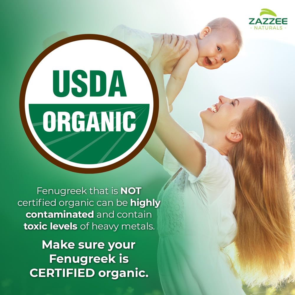 Zazzee USDA Organic Fenugreek 30:1 Extract, 120 Vegan Capsules, 4 Month Supply, Breastfeeding & Lactation Support for Nursing Mothers, Organic Herbal Supplement, All-Natural, Non-GMO, Made in the USA - PrimeBioHealth - canada supplements
