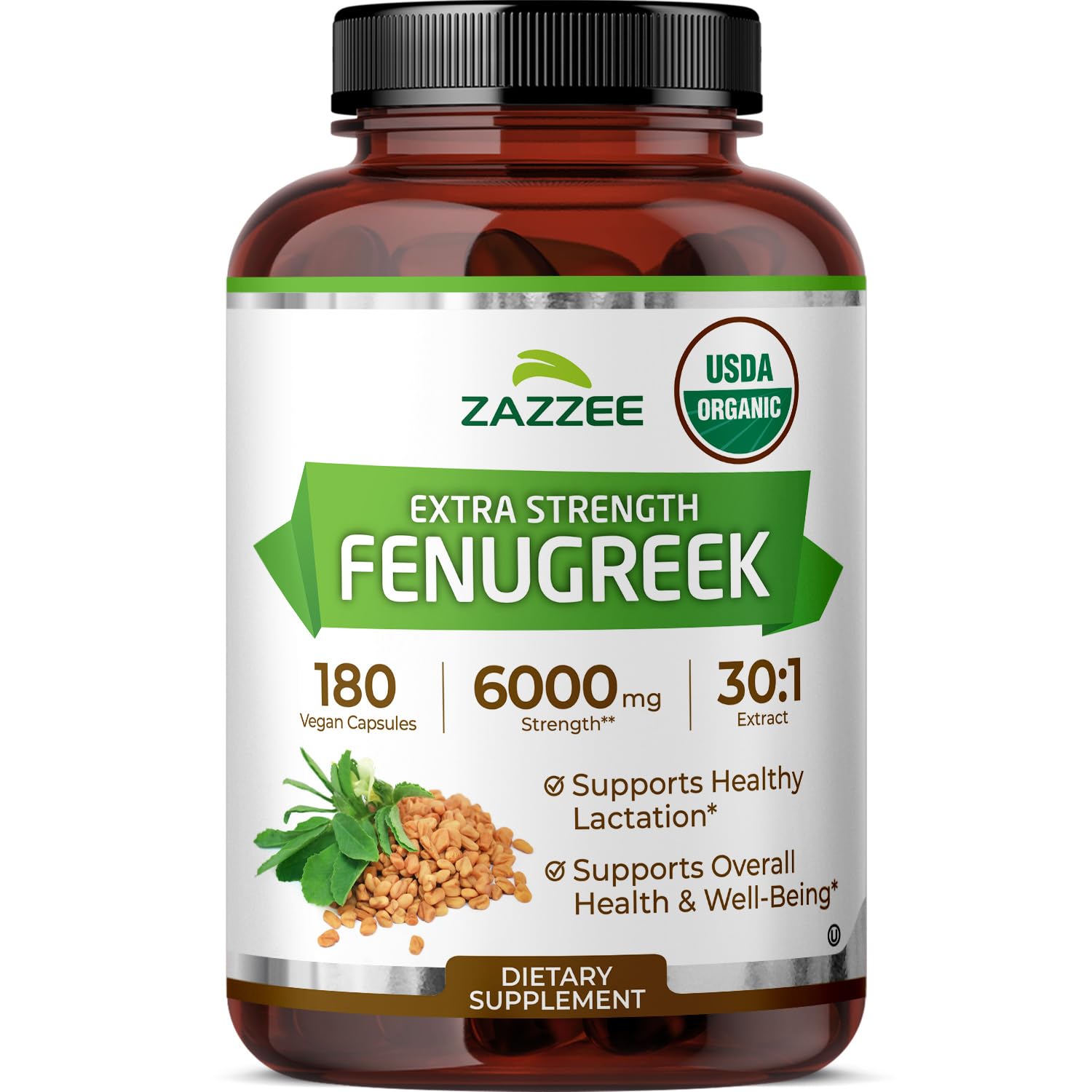 Zazzee USDA Organic Fenugreek 30:1 Extract, 120 Vegan Capsules, 4 Month Supply, Breastfeeding & Lactation Support for Nursing Mothers, Organic Herbal Supplement, All-Natural, Non-GMO, Made in the USA - PrimeBioHealth - canada supplements