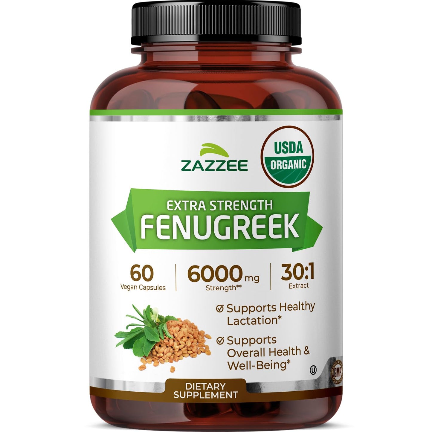 Zazzee USDA Organic Fenugreek 30:1 Extract, 120 Vegan Capsules, 4 Month Supply, Breastfeeding & Lactation Support for Nursing Mothers, Organic Herbal Supplement, All-Natural, Non-GMO, Made in the USA - PrimeBioHealth - canada supplements