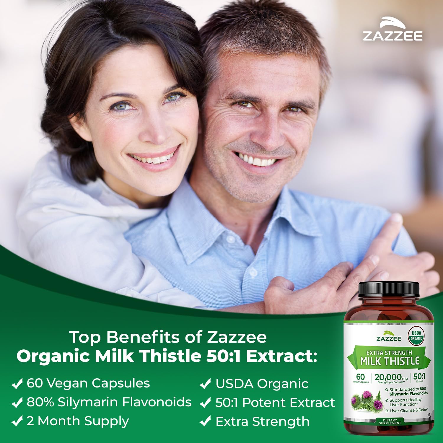 Zazzee USDA Organic Milk Thistle 50:1 Extract, 80% Silymarin Flavonoids, 200 Vegan Capsules, 6+ Month Supply, Silybum Marianum, Liver Support & Detox Support, Organic All-Natural, Non-GMO, Made in USA - PrimeBioHealth - canada supplements