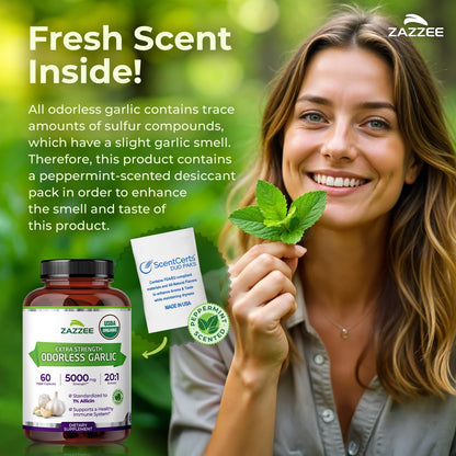 Zazzee USDA Organic Odorless Garlic 20:1 Extract, 1% Allicin, 100 Vegan Capsules, 3+ Month Supply, Allium Sativum, Immune, Circulation & Heart Health Support, All-Natural, Non-GMO, Made in the USA - PrimeBioHealth - canada supplements