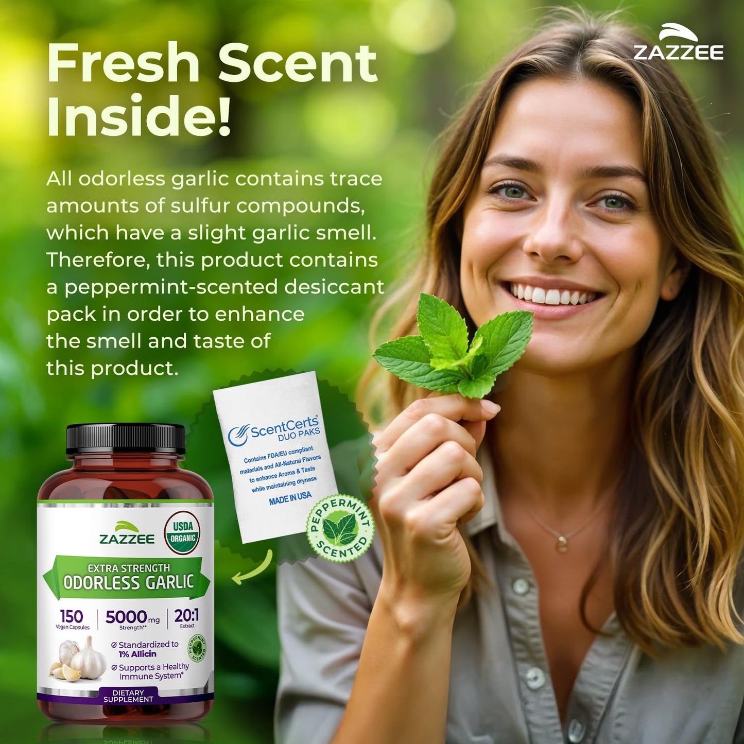Zazzee USDA Organic Odorless Garlic 20:1 Extract, 1% Allicin, 100 Vegan Capsules, 3+ Month Supply, Allium Sativum, Immune, Circulation & Heart Health Support, All-Natural, Non-GMO, Made in the USA - PrimeBioHealth - canada supplements