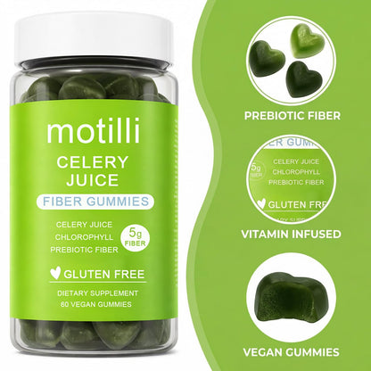 zdiwond Motilli Celery Juice Fiber Gummies, with Prebiotic Fiber and Botanical Ingredients, 60 Count - PrimeBioHealth - canada supplements