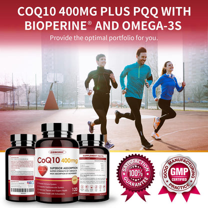 ZEBORA CoQ10-400mg-Softgels with PQQ, BioPerine & Omega-3, Coenzyme Q10(Ubiquinone) Supplement for High-Absorption, Powerful-Antioxidant - PrimeBioHealth - canada supplements