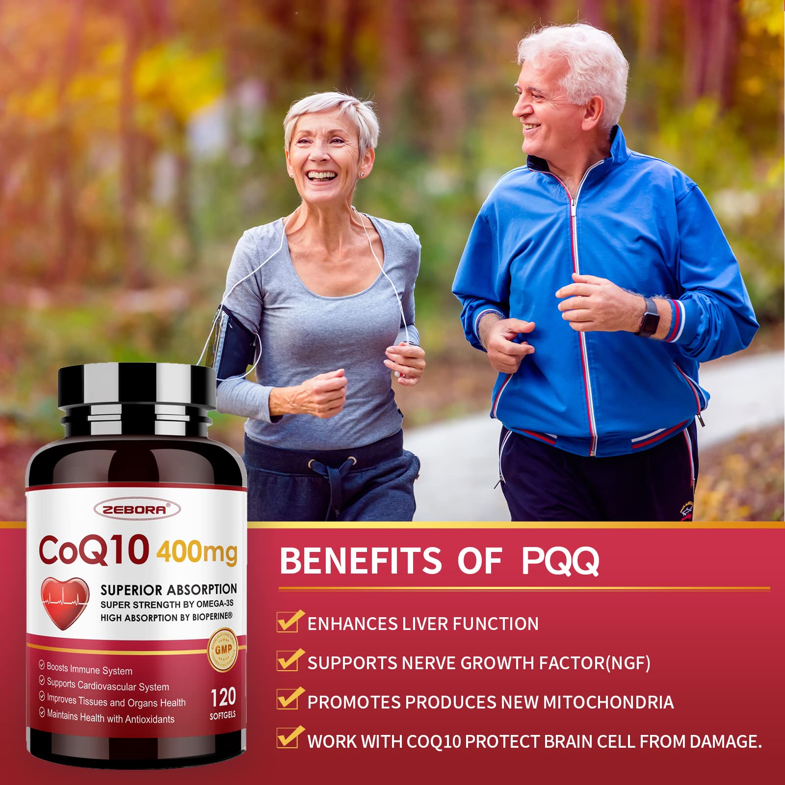 ZEBORA CoQ10-400mg-Softgels with PQQ, BioPerine & Omega-3, Coenzyme Q10(Ubiquinone) Supplement for High-Absorption, Powerful-Antioxidant - PrimeBioHealth - canada supplements