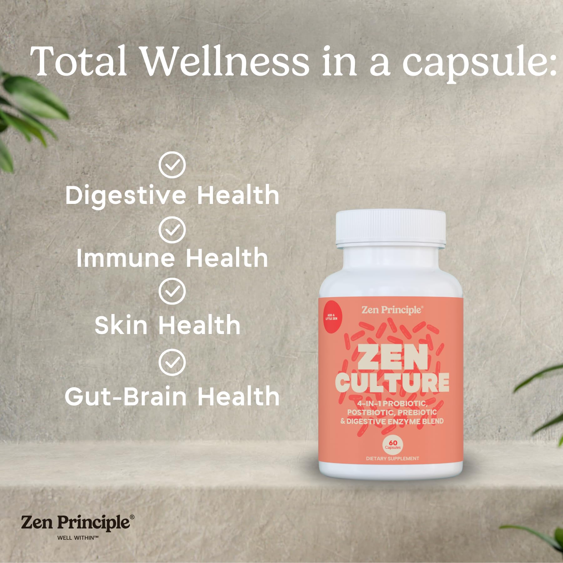 Zen Principle Zenculture™ – 4-in-1 Synbiotic Supplement (Probiotic + Prebiotic + Postbiotic + Digestive Enzymes) with CoreBiome®. Anti Bloating - PrimeBioHealth - canada supplements