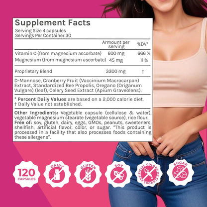 ZENZSUAL Happy Pee, 120 Capsules – Urinary Tract Support & Bladder Health Supplement with Cranberry, D-Mannose, Vitamin C and Oregano for Women and Men – Healthy Flow, Comfort & Fluid Balance - PrimeBioHealth - canada supplements