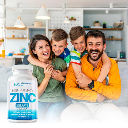 Zinc 220mg [High Potency] Supplement – Zinc Sulfate for Immune Support System 100 Tablets - PrimeBioHealth - canada supplements