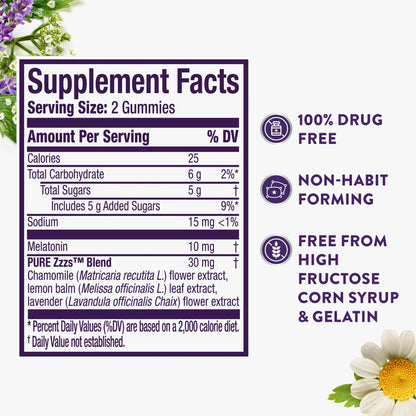 ZzzQuil Pure Zzzs Advanced Melatonin Gummies, Melatonin 10mg, Sleep Aid, with Chamomile & Lavender, Melatonin Sleep Gummies, Sleep Aids for Adults - PrimeBioHealth - canada supplements